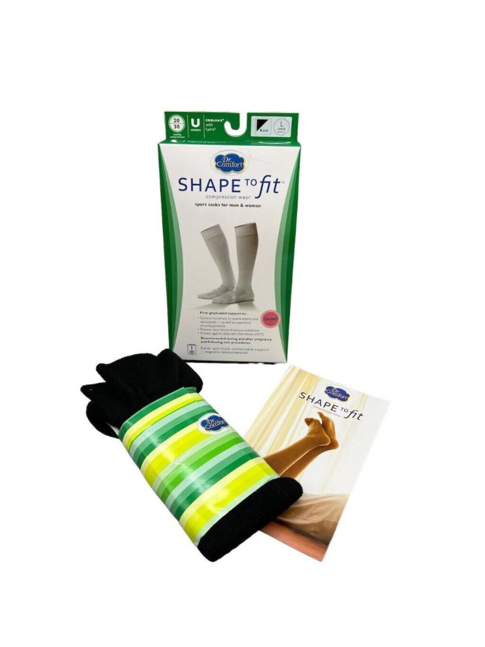 Dr. Comfort Compression Socks Shape To Fit Knee High Unisex Black Large 20-30mmH
